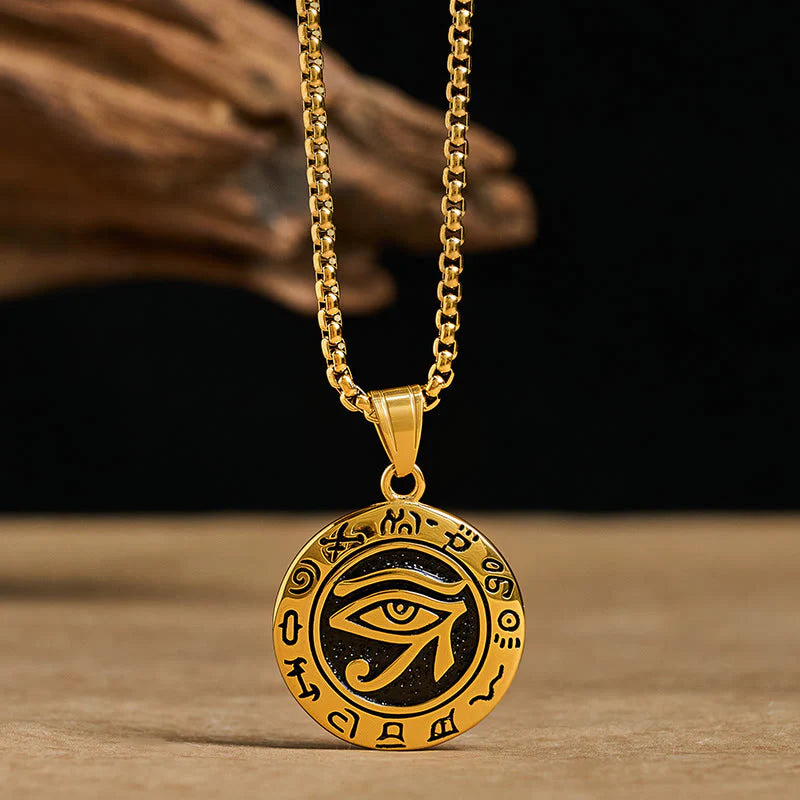 Buddha Stones Titanium Steel Evil Eye Balance Necklace Pendants