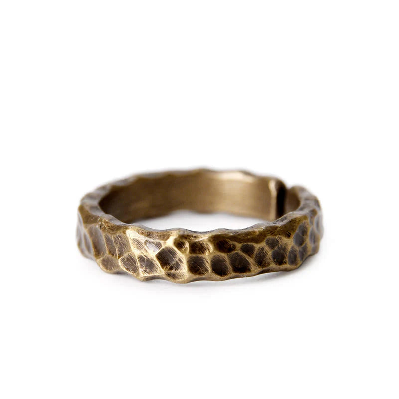 Buddha Stones Tibetan Bump Texture Design Copper Brass Luck Ring