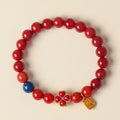 Buddha Stones Four Leaf Clover Flower Gourd South Red Agate White Agate Positive Beaded Bracelet