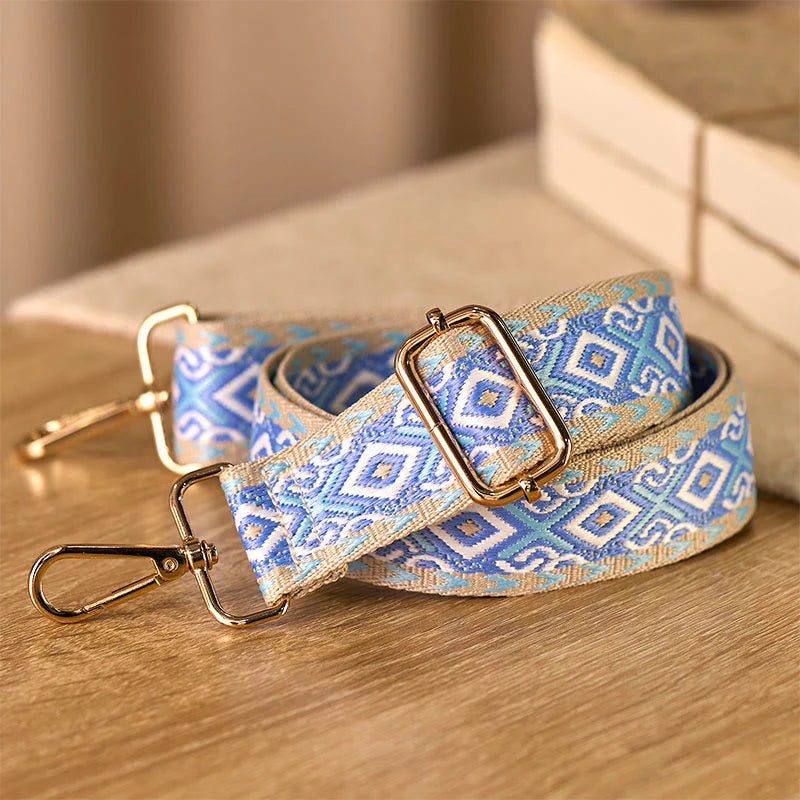 Buddha Stones Boho Rhombus Quadrilateral Stripe Geometric Jacquard Adjustable Handbags Crossbody Shoulder Bag Straps Replacement