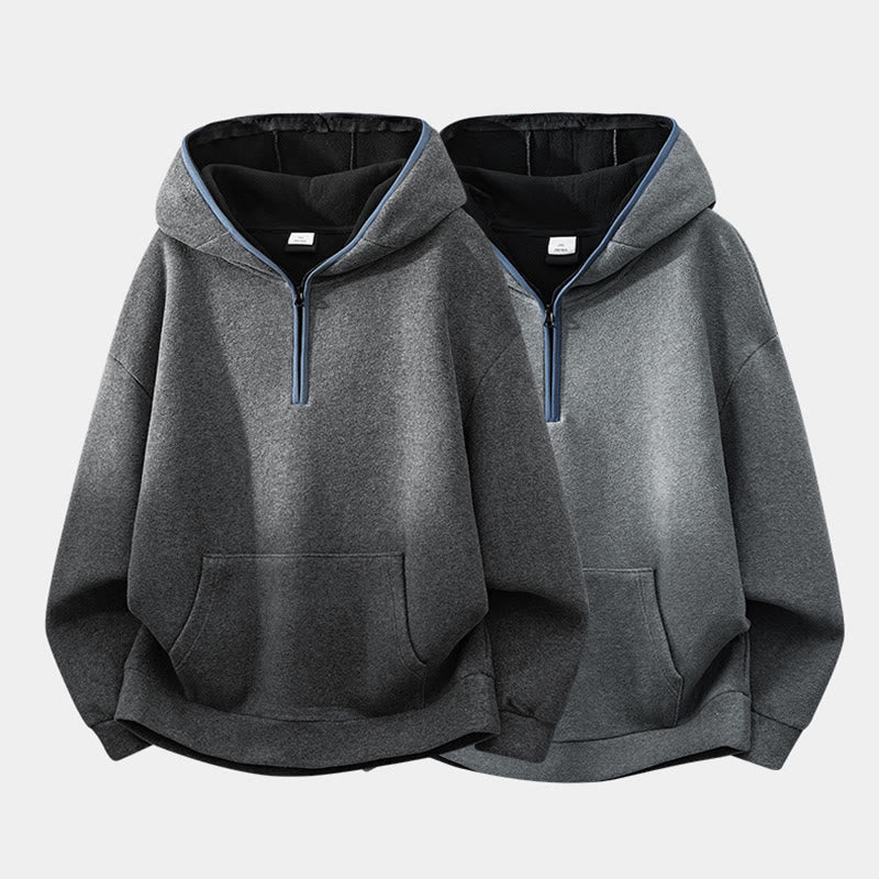 Buddha Stones Fall Winter Zipper Design Fleece Lined Long Sleeve Cotton Men's Hoodie