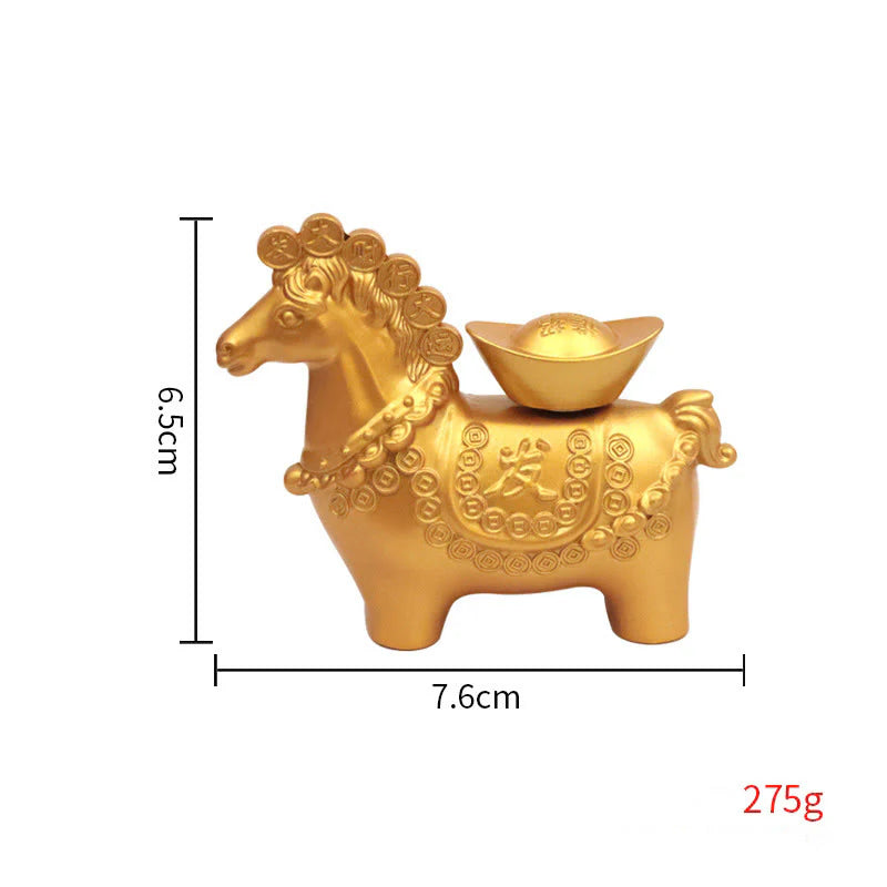 Buddha Stones Hoping You Success and Good Luck Year of the Horse Great Fortune Copper Coins Ingot Alloy Decoration Includes Gift Message Card