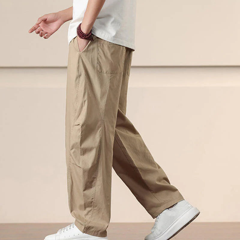Buddha Stones Casual Vintage Solid Color Drawstring Men's Cargo Pants With Pockets