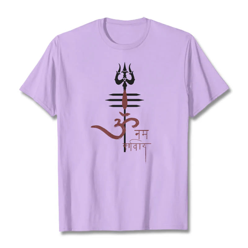 Buddha Stones OM NAMAH SHIVAYA Trident Cotton Tee T-shirt
