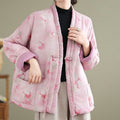 Buddha Stones Printed Flowers Women's Long Sleeve Jacket With Pockets