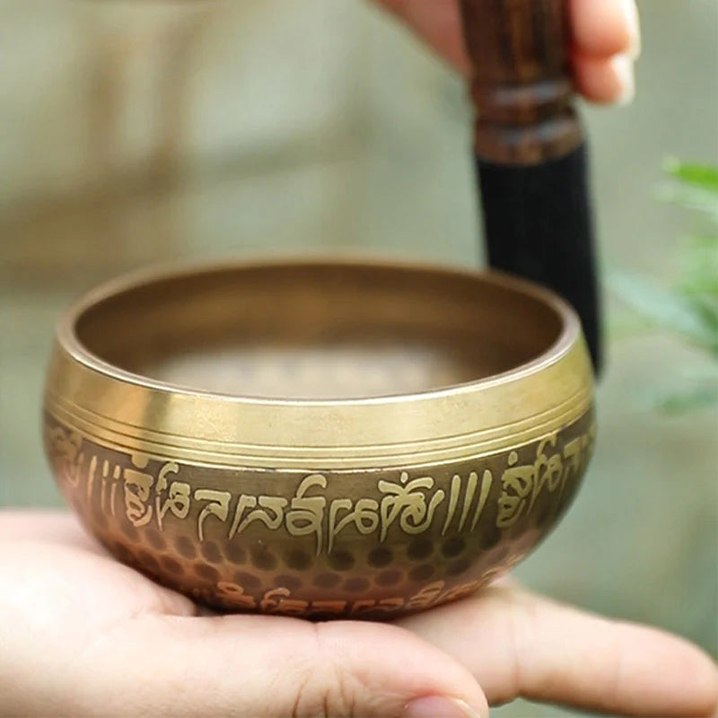 Buddha Stones Tibetan Sound Bowl Handcrafted for Yoga and Meditation Singing Bowl Set
