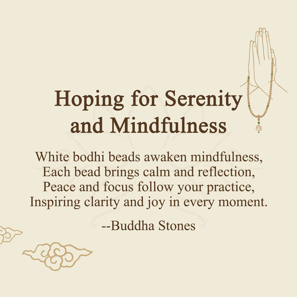 Buddha Stones Hoping for Serenity and Mindfulness Bodhi Lotus Mala Includes Gift Message Card