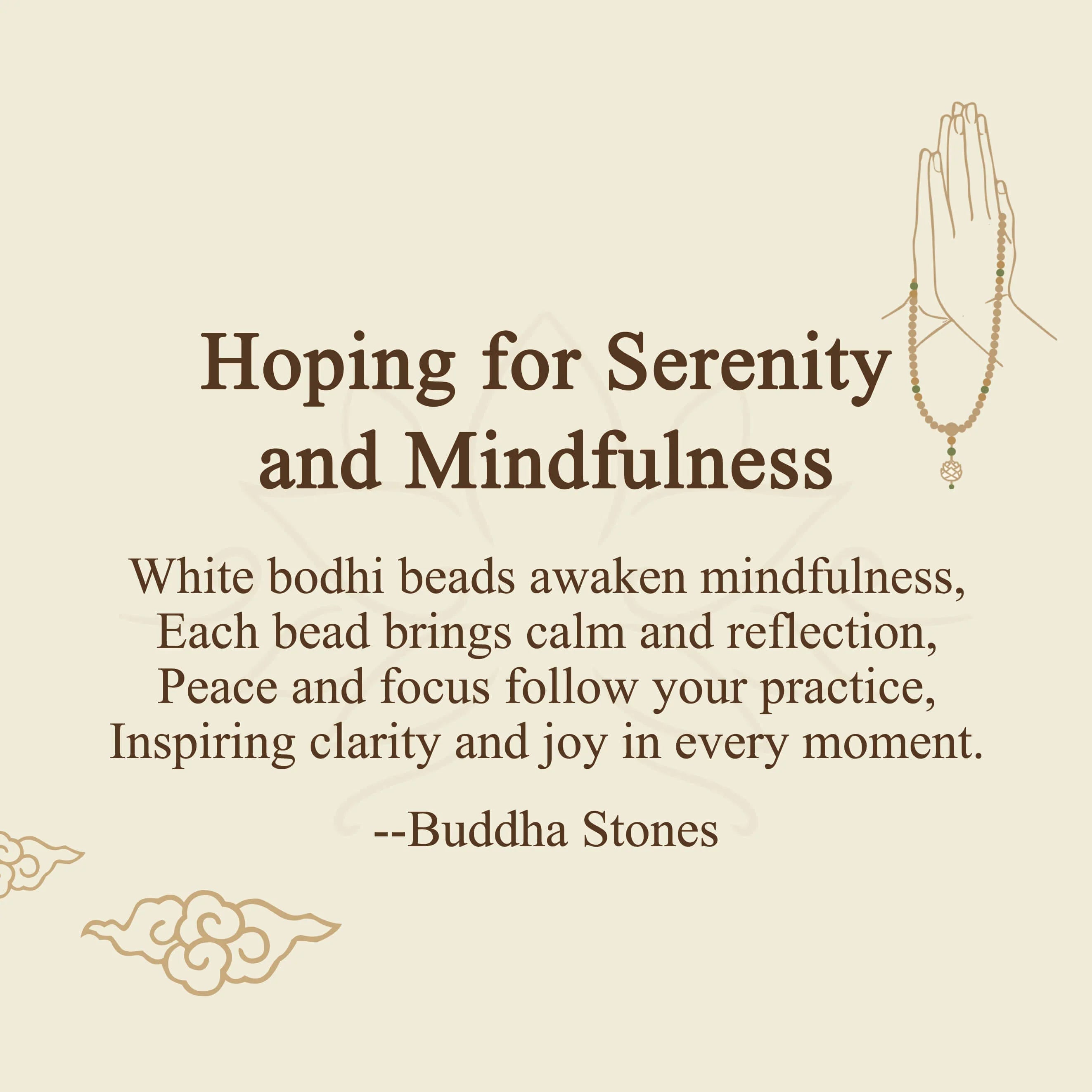 Buddha Stones Hoping for Serenity and Mindfulness Bodhi Lotus Mala Includes Gift Message Card