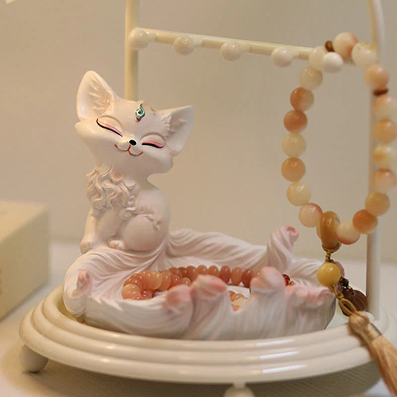 Buddha Stones Nine Tailed Fox Luck Resin Storage Ornaments Home Decoration