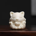 Buddha Stones Mini Nine Tailed Fox Ivory Fruit Sandalwood Green Sandalwood Blessing Decoration