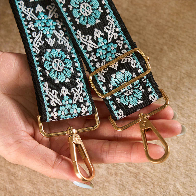 Buddha Stones Bohemian Round Flower Geometric Embroidery Adjustable Handbags Crossbody Shoulder Bag Purse Straps Replacement