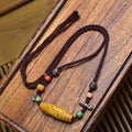 Buddha Stones Copper Nine-Eye Dzi Bead Bone Bead Luck Balance Necklace Pendants