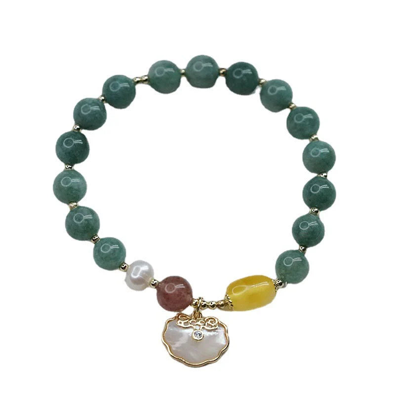 Buddha Stones Jade Sea shell Ruyi Lock Luck Bracelet