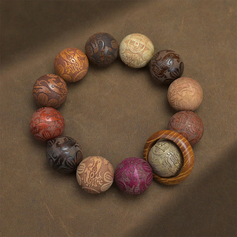FREE Today: Healing Protection Sandalwood Chinese Zodiac Dragon Phoenix Fu Character Bracelet