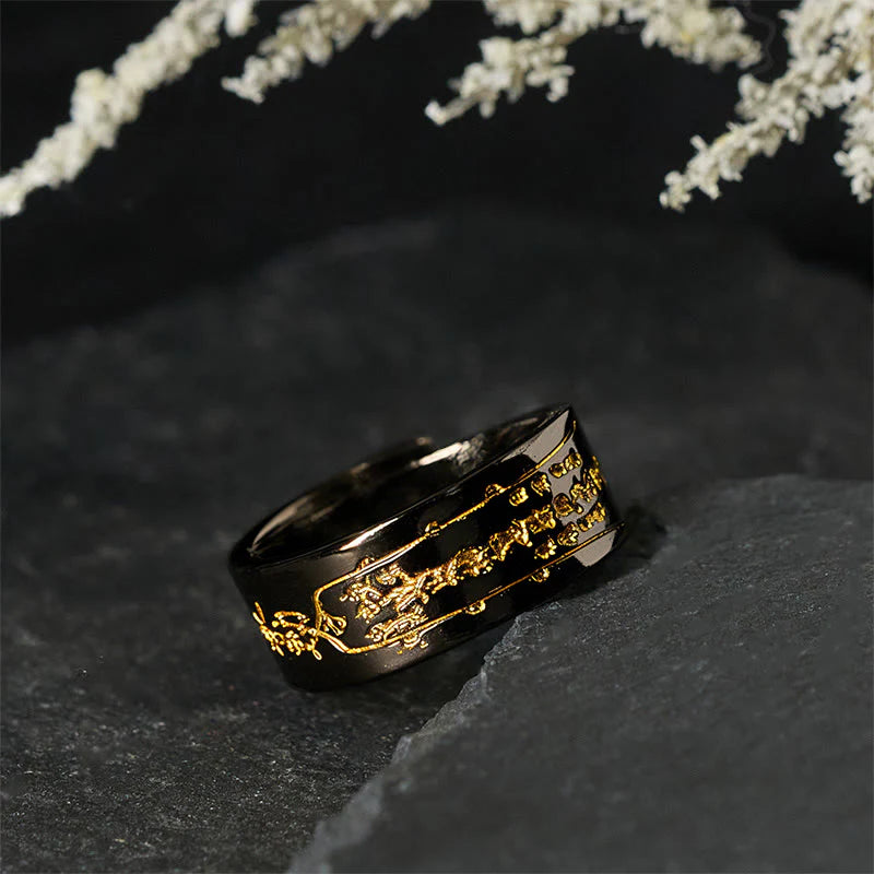 Buddha Stones Copper Word Adjustable Balance Ring