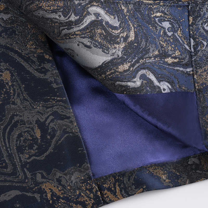 Buddha Stones Blue Flowing Water Mountains Frog-Button Long Sleeve Men's Jacket With Pockets