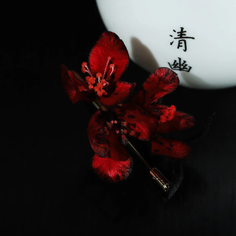 Buddha Stones Handcrafted Silk Art Cyclamen Persicum Flower Blessing Brooch