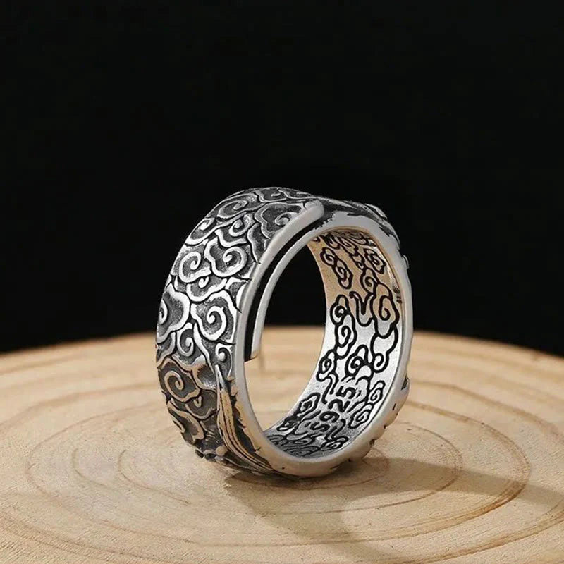 Buddha Stones Guan Gong Auspicious Clouds Amulet Wealth Ring