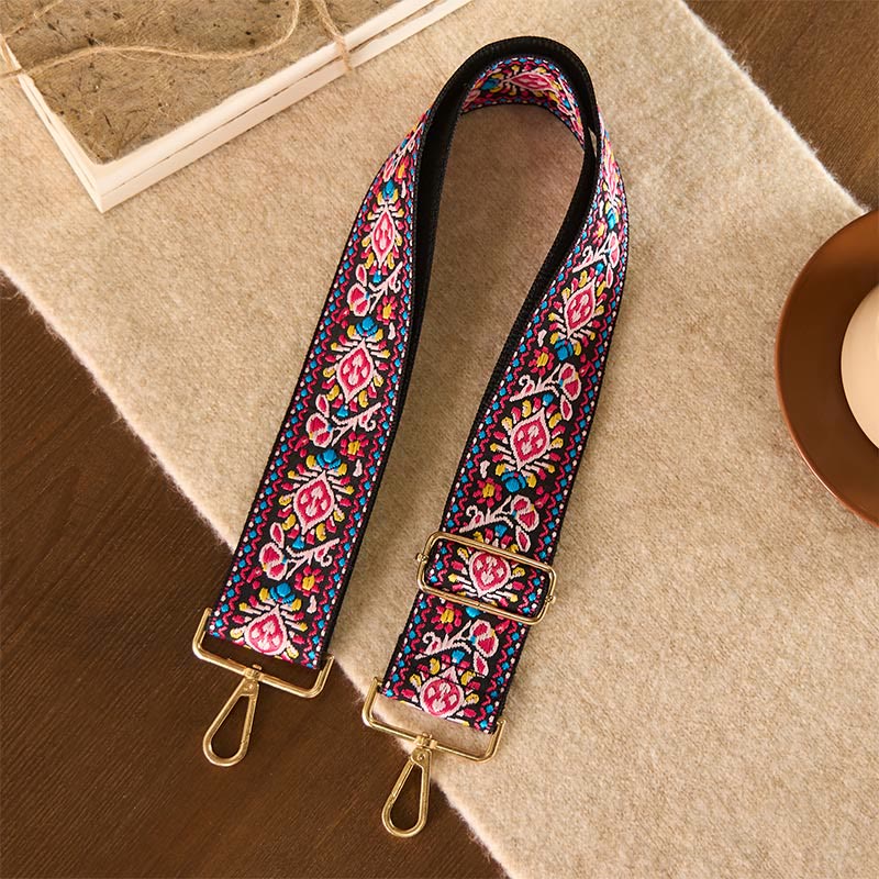 Buddha Stones Bohemian Flower Geometric Stripes Embroidery Adjustable Handbags Crossbody Shoulder Bag Purse Straps Replacement
