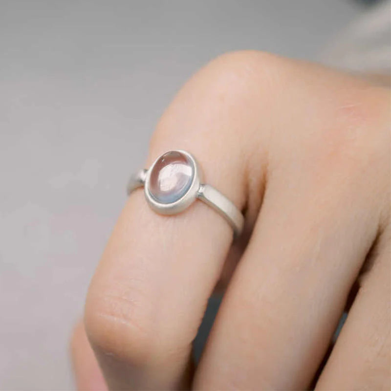 Buddha Stones Natural 925 Sterling Silver Pink CrystalÂ Adjustable Warmth Ring