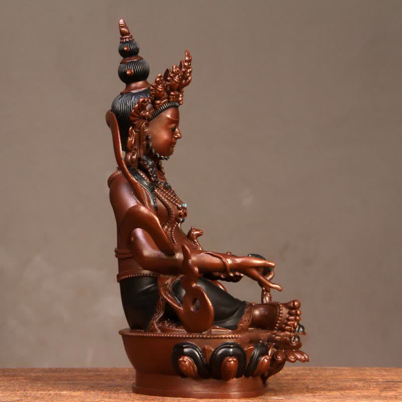 Buddha Stones Yellow Jambhala Bodhisattva Figurine Compassion Copper Statue Home Office Decoration