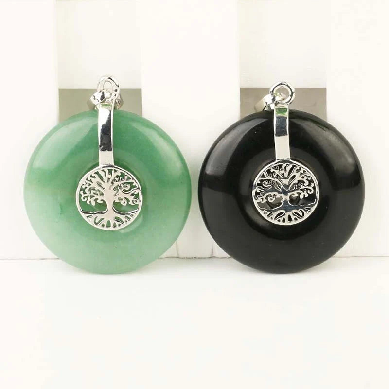 Buddha Stones Various Crystal Rose Quartz Green Aventurine Amethyst The Tree of Life Kindness Necklace Pendant