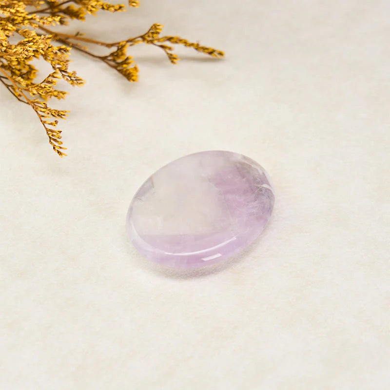 Buddha Stones Calm & Strength Natural Small Light Amethyst Worry Stone Protection Crystal Decor 3.5*4.5cm