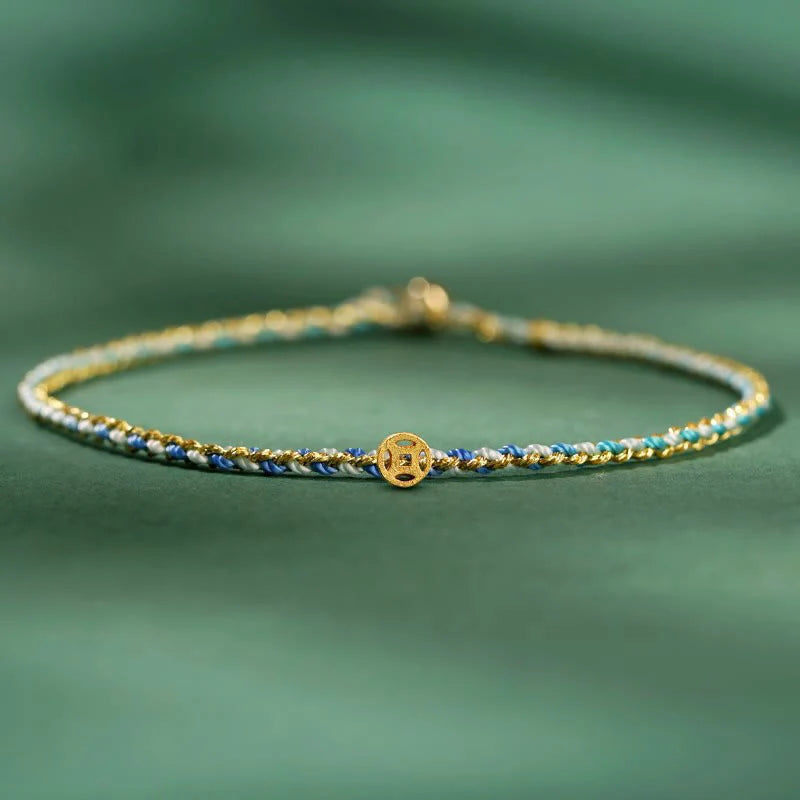 FREE Today: Luck Strength Colorful Rope Coin Bead Extra Thin Braided Bracelet
