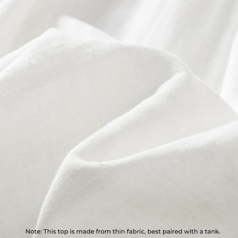 Buddha Stones White Ruffled Collar Long Sleeve Women's Cotton Shirt