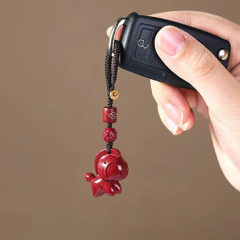 Buddha Stones Year Of The Horse Cinnabar Blessing Key Chain