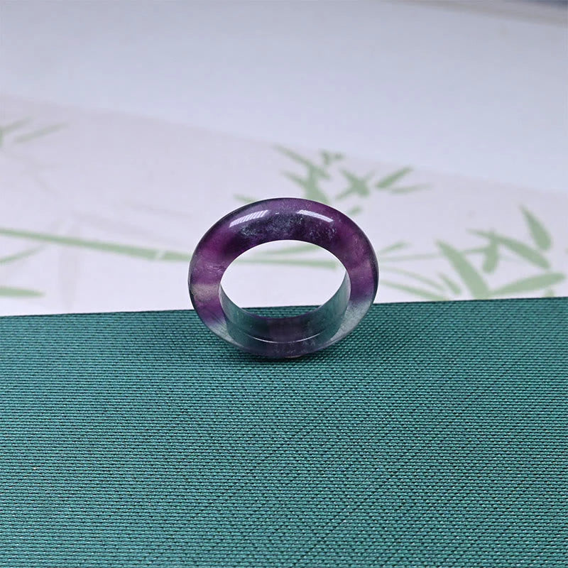 Buddha Stones Natural Fluorite Protection Ring