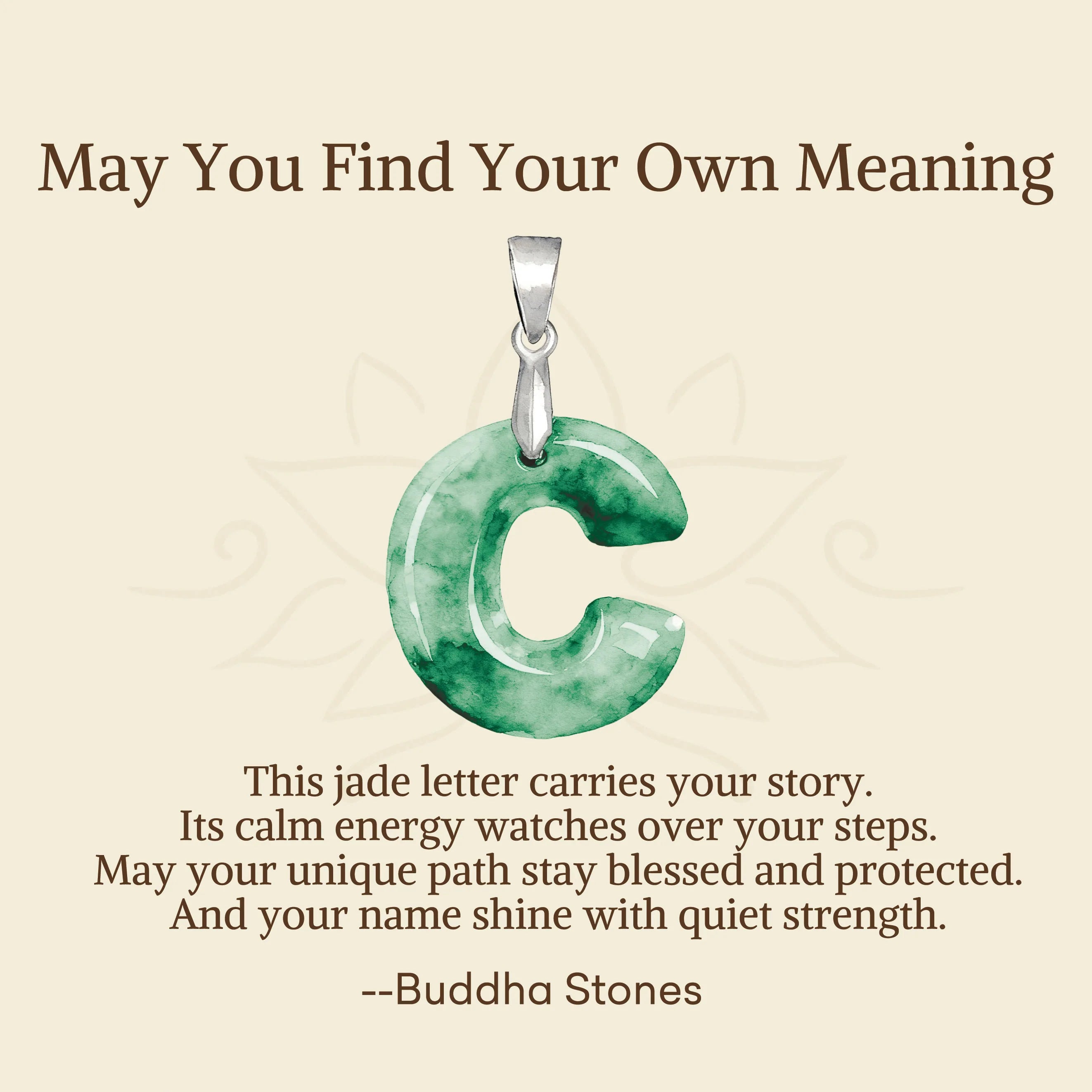 Buddha Stones May You Find Your Own Meaning Natural A-Z Letter Jade Titanium Steel Chain Necklace Includes Gift Message Card