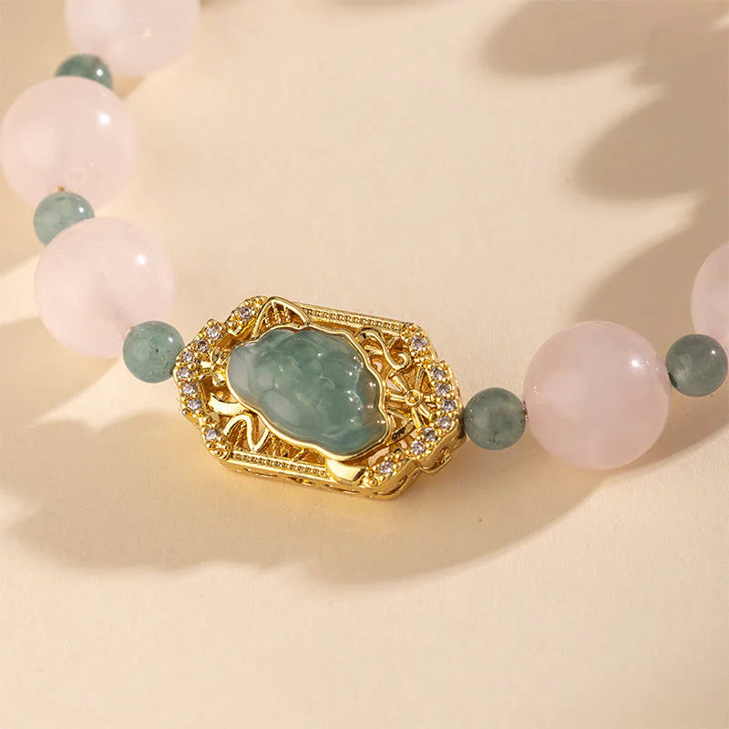 Buddha Stones Rose Quartz Jade Caring Kindness Bracelet