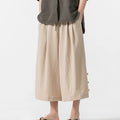 Buddha Stones Casual Loose Frog-Button Plain Men's Cotton 7-8 Length Wide Leg Pants With Pockets