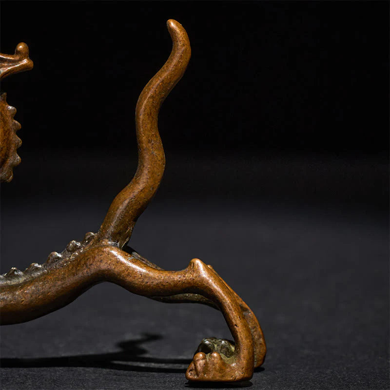 Buddha Stones Mini Dragon Alloy Luck Protection Home Decoration 7.6*2.5*5.4 cm