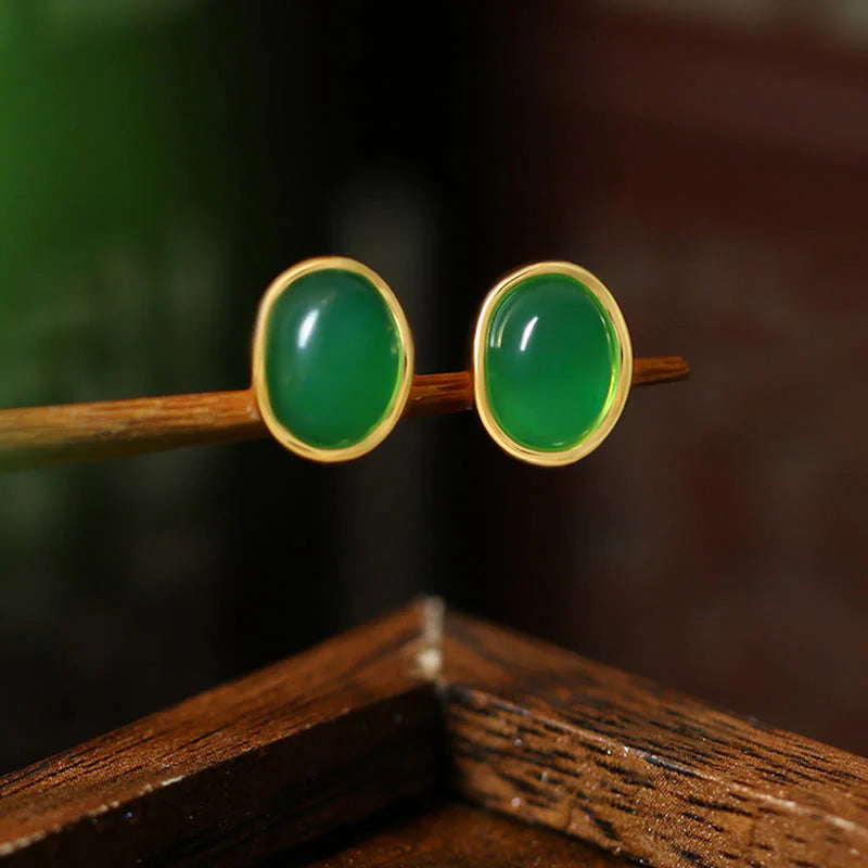 FREE Today: Strength and Blessing 925 Sterling Silver Golden Green Chalcedony Earrings