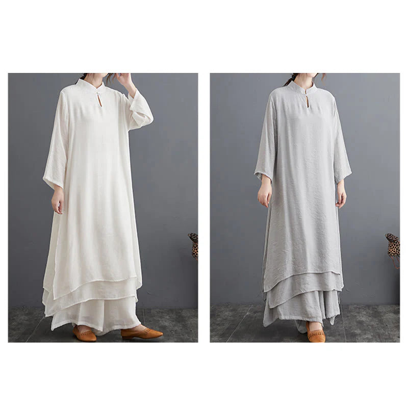 Buddha Stones Simple Pattern Meditation Prayer Spiritual Zen Practice Yoga Clothing Women's Set
