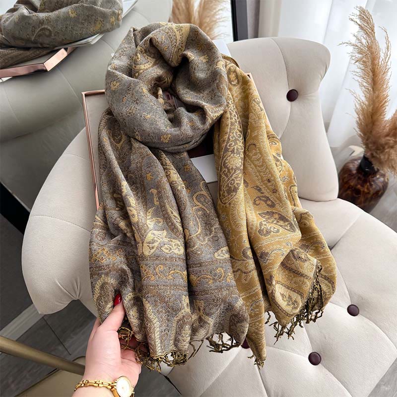 Buddha Stones Spring Floral Paisley Pattern Scarf Shawl With Tassels