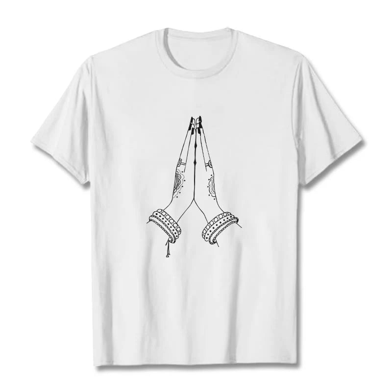 Buddha Stones Put Hands Together Prayer Design Tee T-shirt