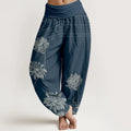 Buddha Stones Lotus High Waist Design Women's Harem Cotton Pants