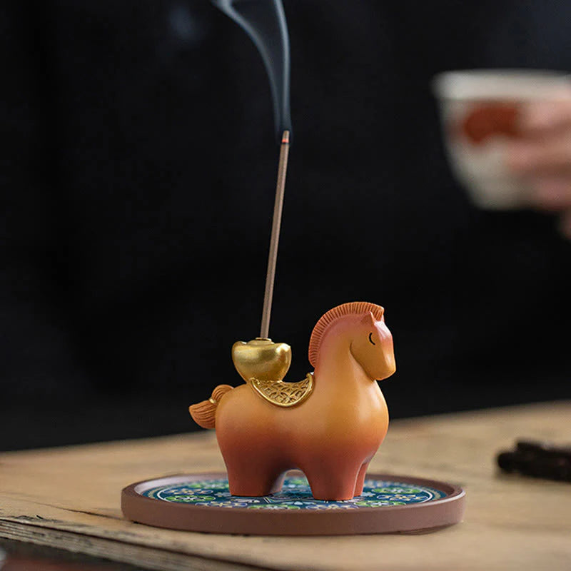 Buddha Stones Year Of The Horse 2026 New Year Ingot Attracting Wealth Home Decoration Incense Burner
