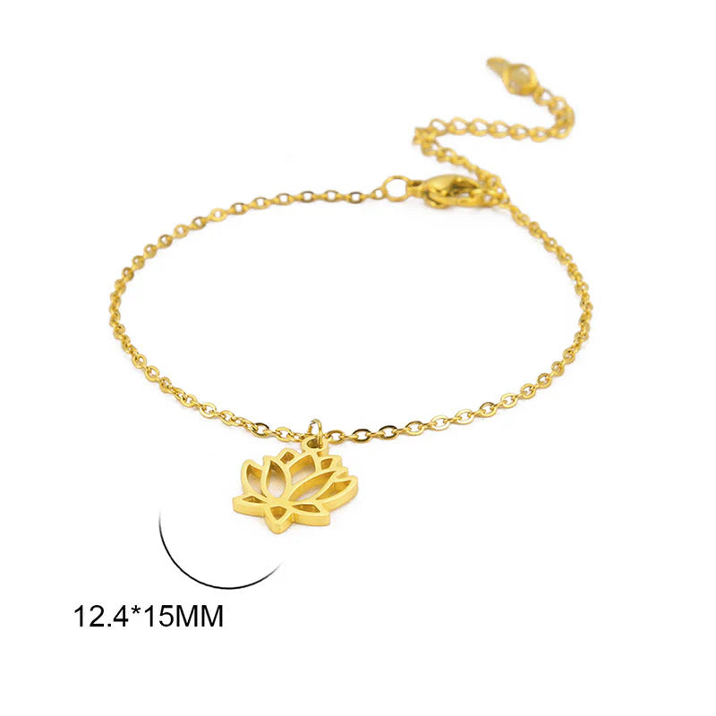 Buddha Stones Lotus Pattern Titanium Steel Enlightenment Bracelet