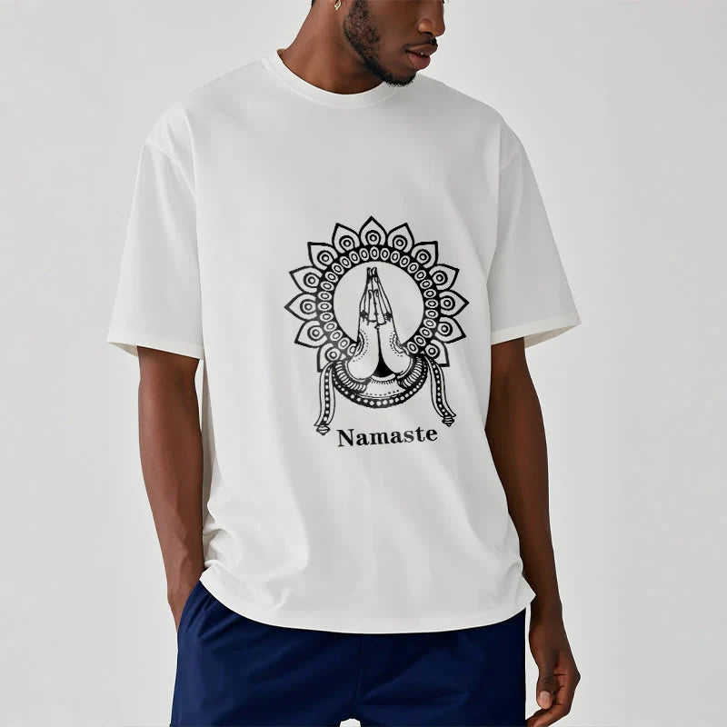 Buddha Stones Namaste Gesture Mandala Pattern Tee T-shirt