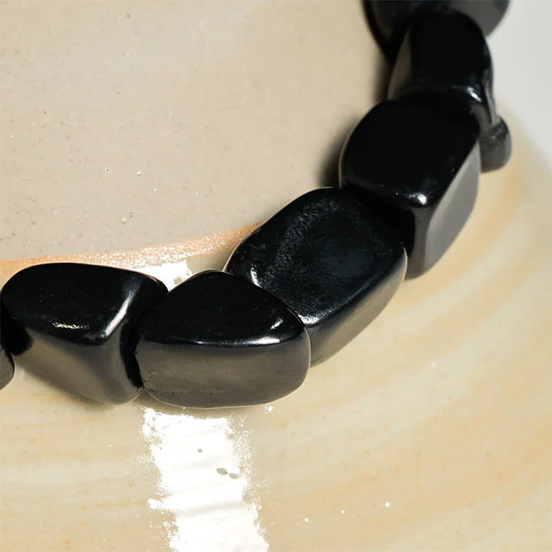 Buddha Stones 8mm Natural Authentic Shungite Stone Protection Beaded Bracelet
