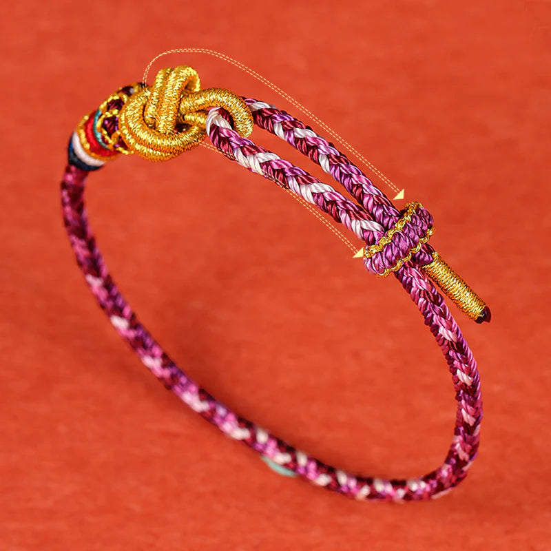 Buddha Stones Handmade Dunhuang Colorful Rope Protection Braid String Bracelet