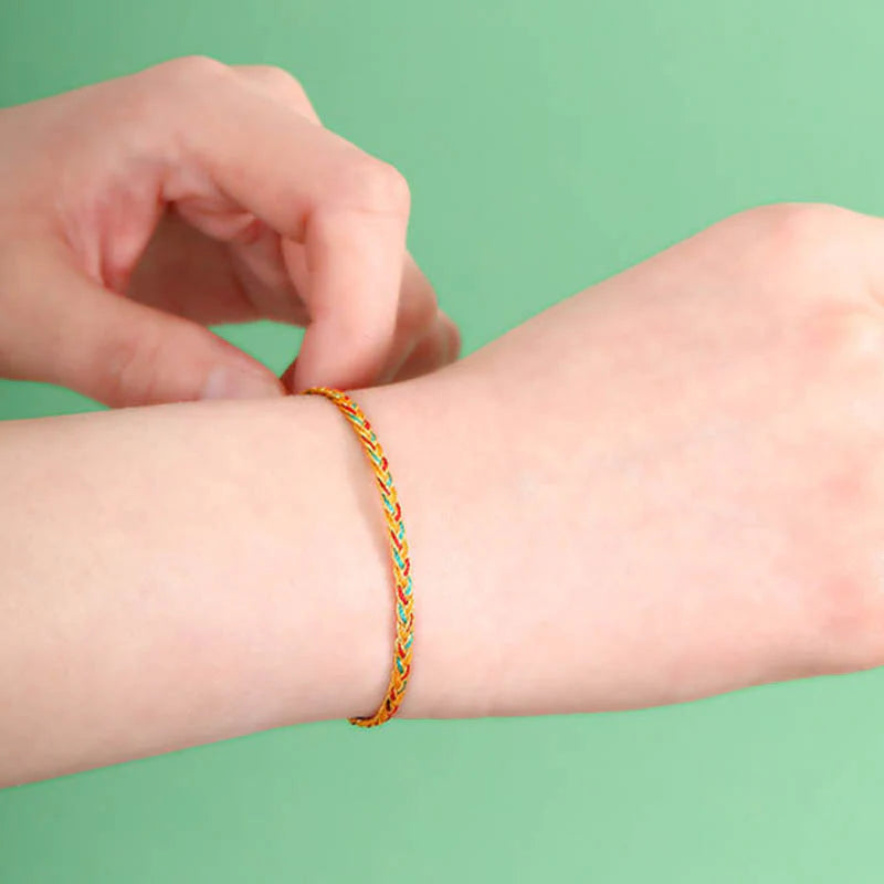 Buddha Stones Handmade Multicolored Dragon Scale Pattern Braid String Bracelet