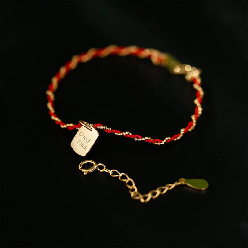 Buddha Stones 925 Sterling Silver Red String Good Luck Bracelet