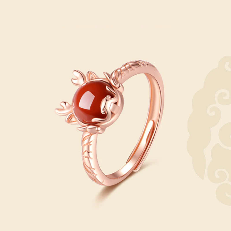 âââA Flash Sale- Buddha Stones 925 Sterling Silver Year of the Dragon Cinnabar Red Agate Dragon Protection Bracelet Necklace Pendant Earrings Ring