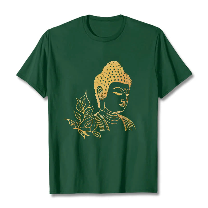 Buddha Stones Golden Leaves Meditation Buddha Tee T-shirt