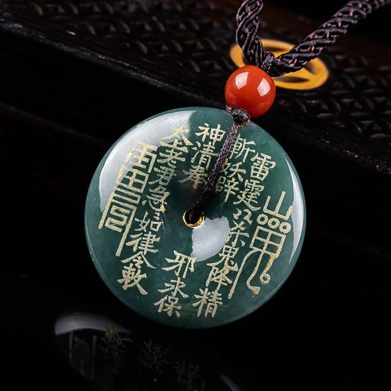Buddha Stones Mountain Ghosts Spend Money Peace Buckle Jade Luck Necklace Pendant